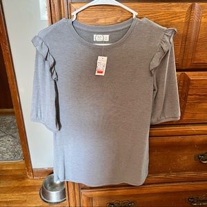 Maurices - grey ruffle sleeve blouse - XS